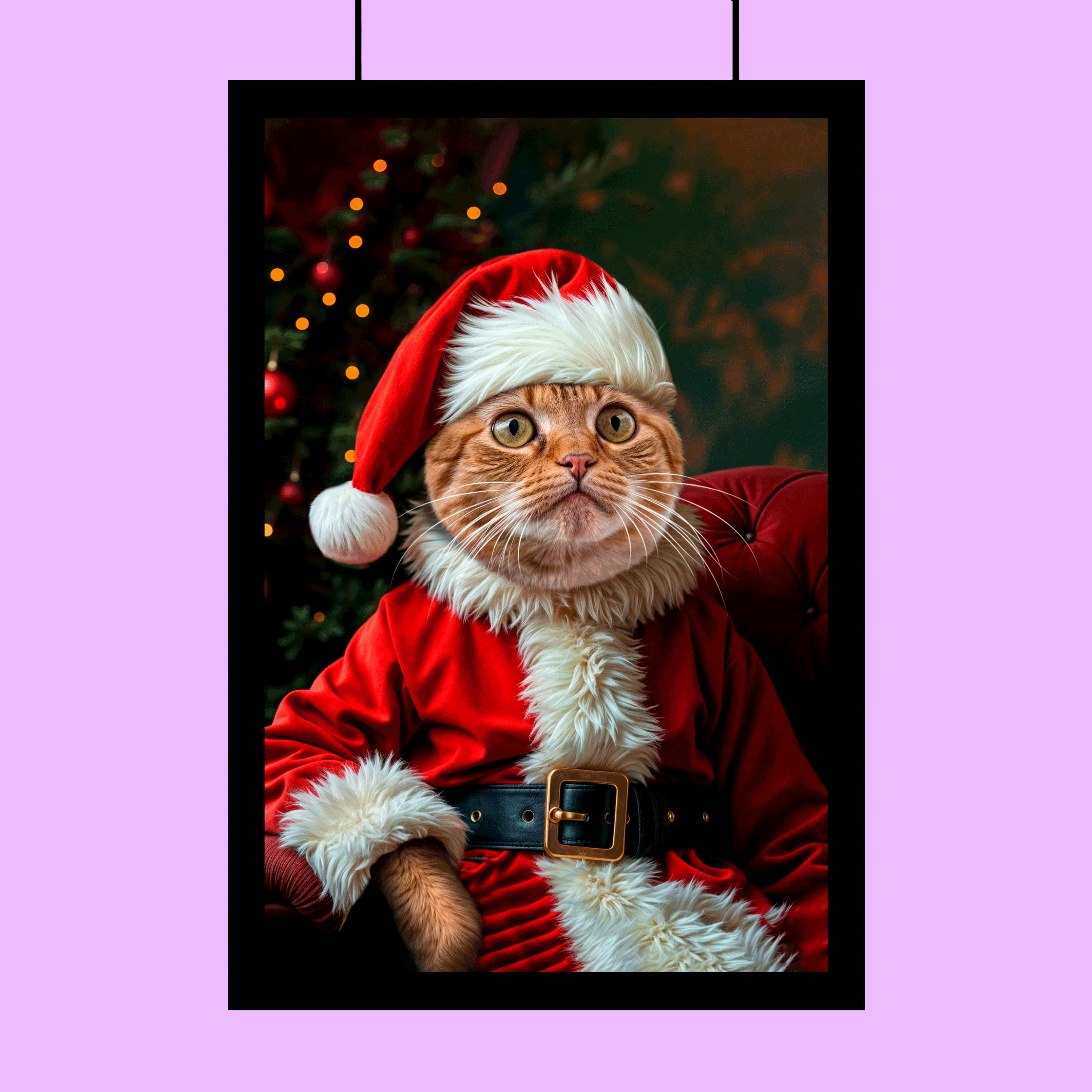 Santa Pet Christmas Portrait – Festive Custom Pet Art